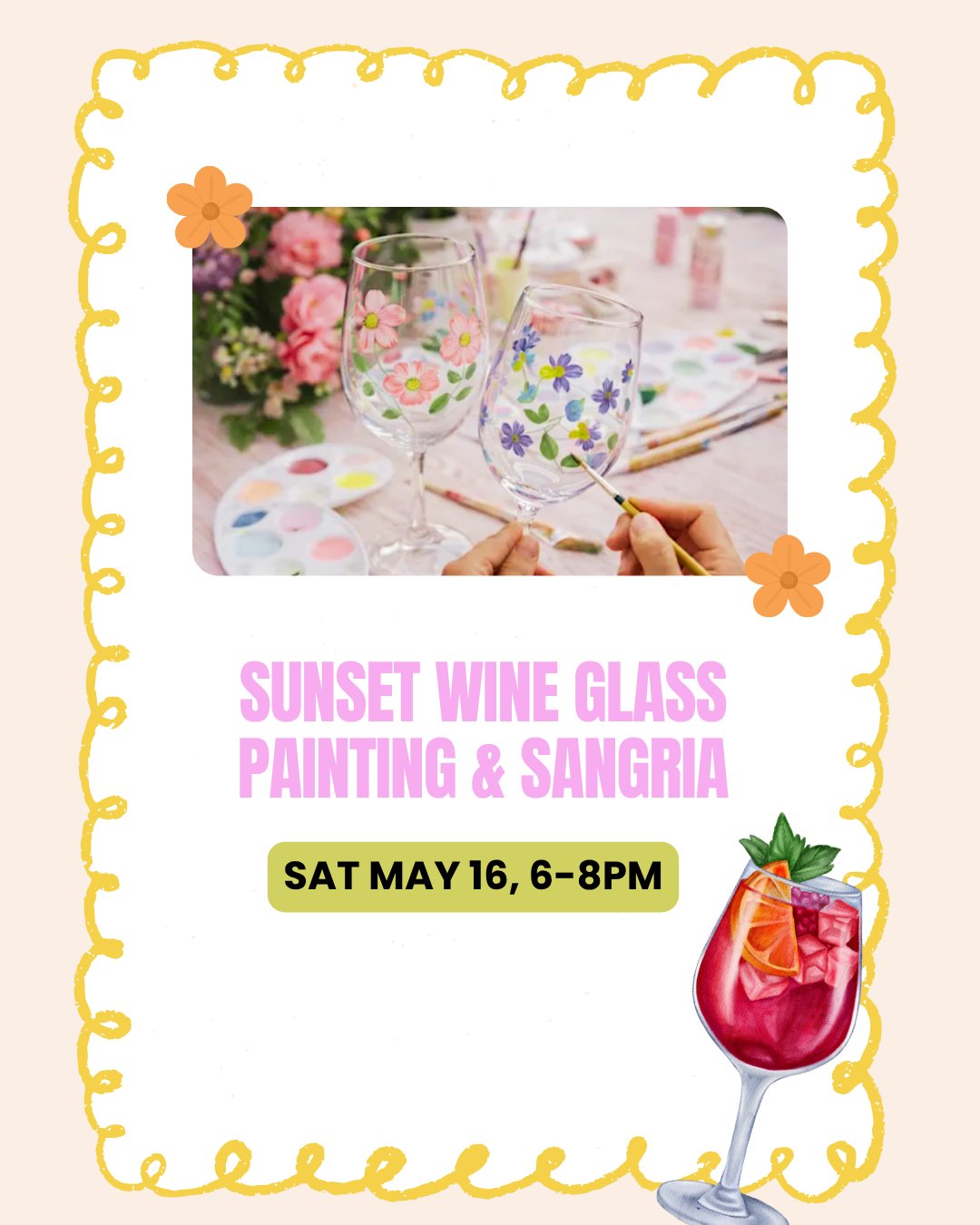 Sunset Wine Glass Painting & Sangria