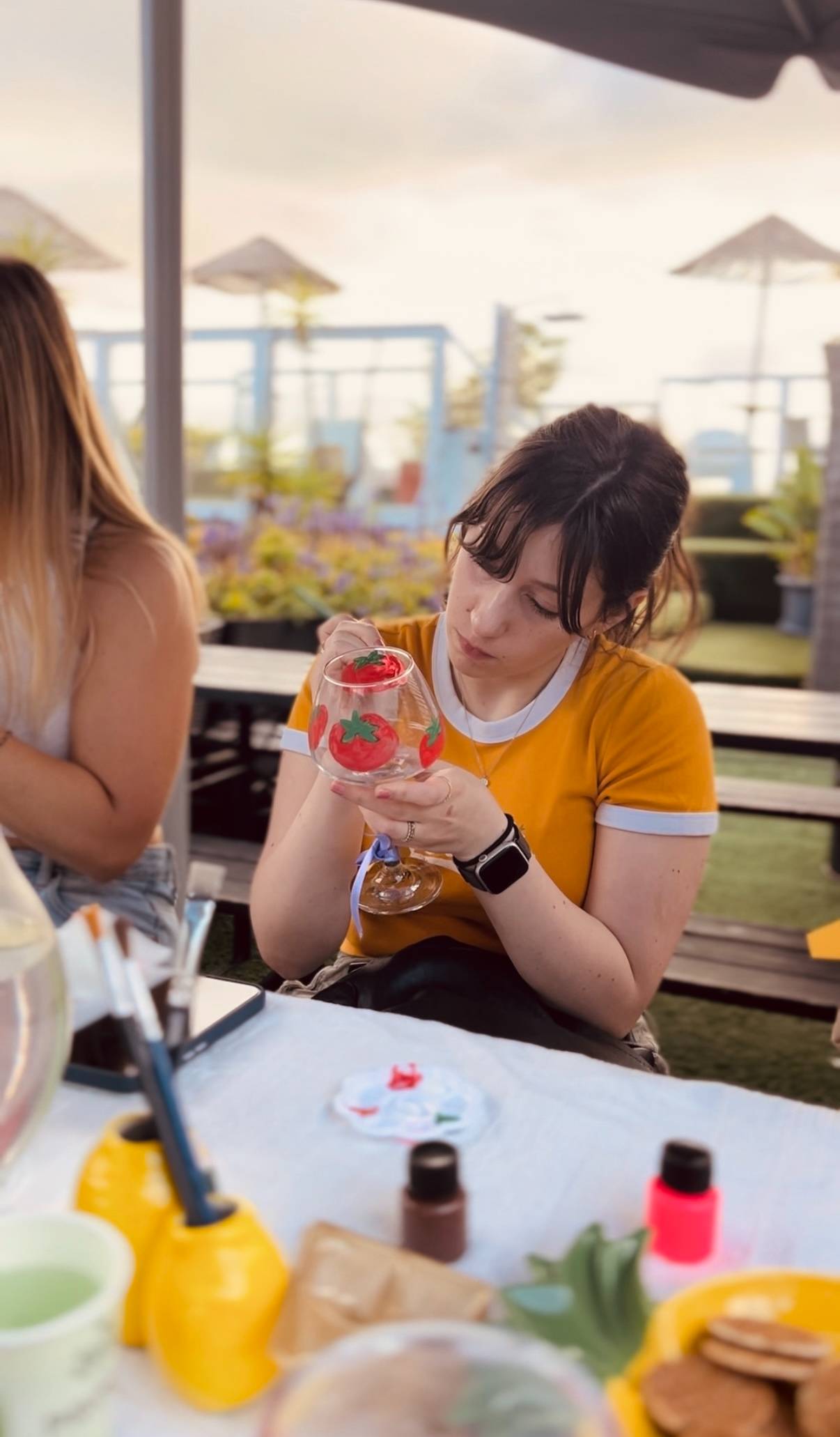 Creative Sunset by the beach (Wine Glass Painting/ Fan Painting 🪭)