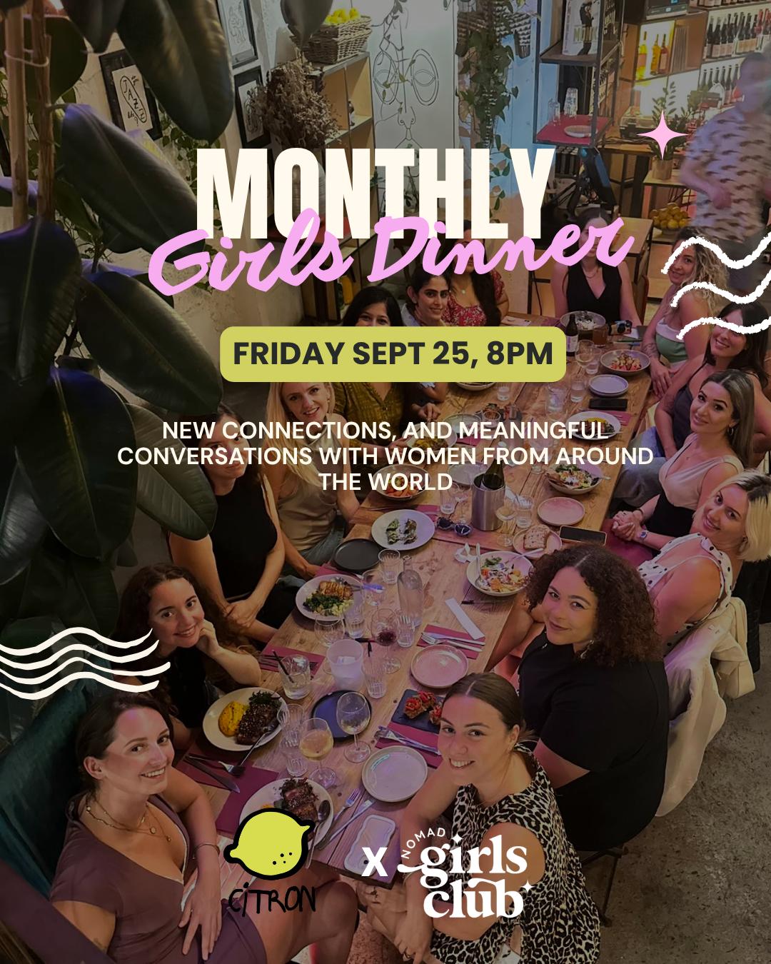 Monthly Girls Dinner September Edition @Citron Lisbon (1 drink included)