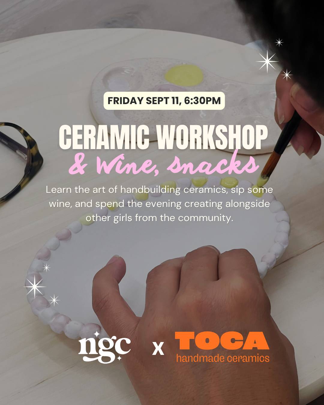 Ceramic Workshop (2h30) + Wine, Snacks 🍷