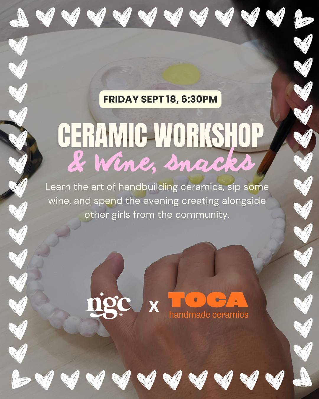 Ceramic Workshop (2h30) + Wine, Snacks 🍷