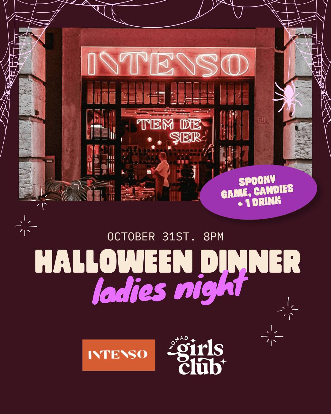 Monthly Girls Dinner, Halloween Edition (1 drink, Spooky Games, Candies) 🎃👻